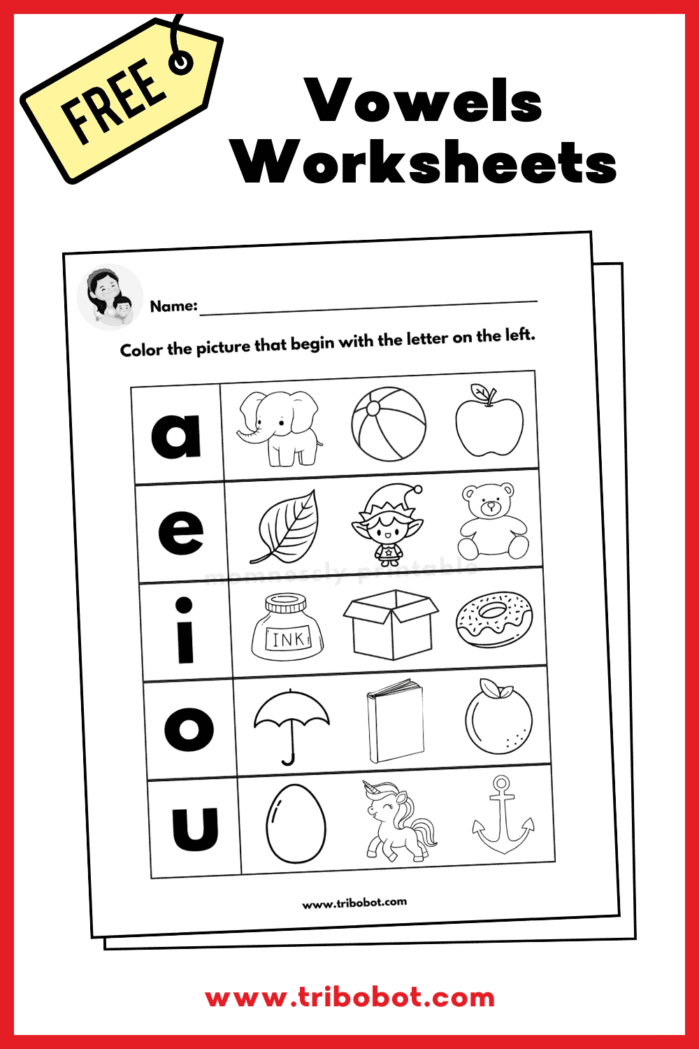 Vowels Worksheets - Tribobot x Mom Nessly