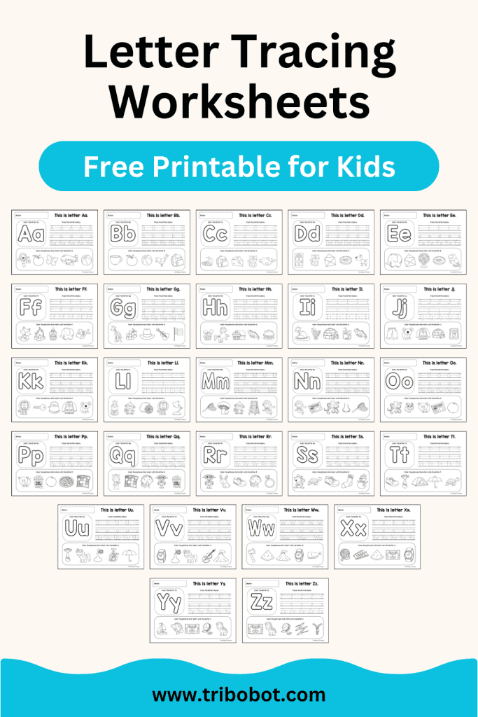 Alphabet Tracing Worksheets from www.tribobot.com