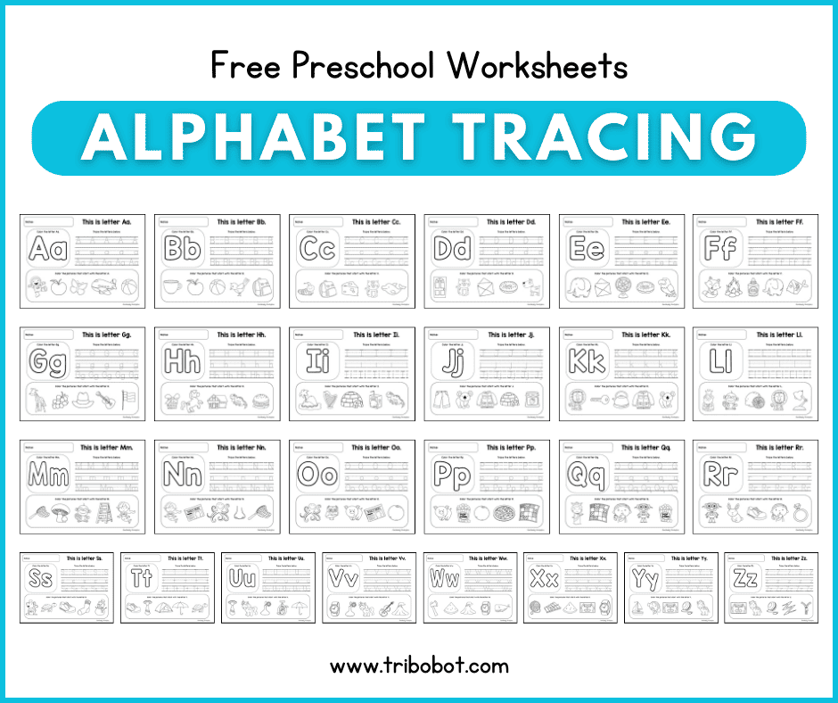 Alphabet Tracing Worksheets from www.tribobot.com