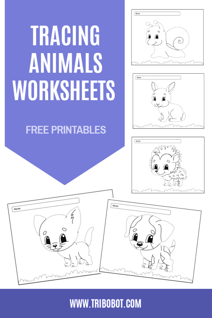 Free Animal Coloring and Tracing Worksheets Pinterest Pin 1