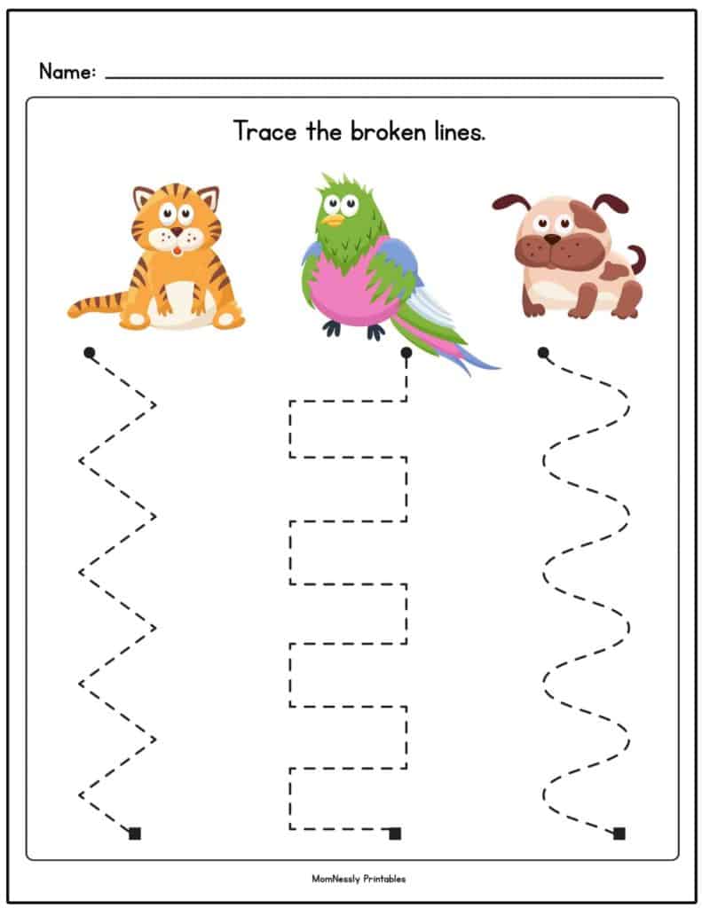 Free Printable: Tracing Lines Worksheets from Mom Nessly