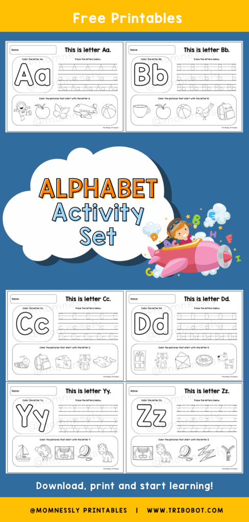 Free Alphabet Tracing Worksheets from Mom Nessly