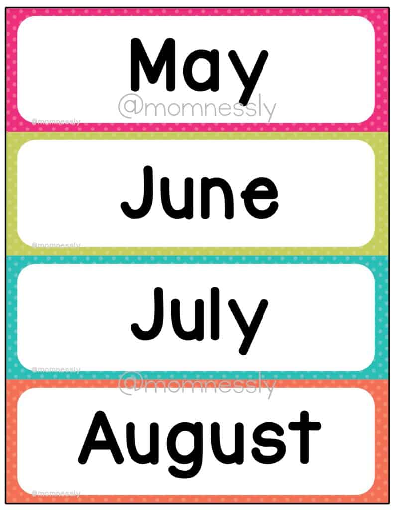 Free Printable: Months of the Year