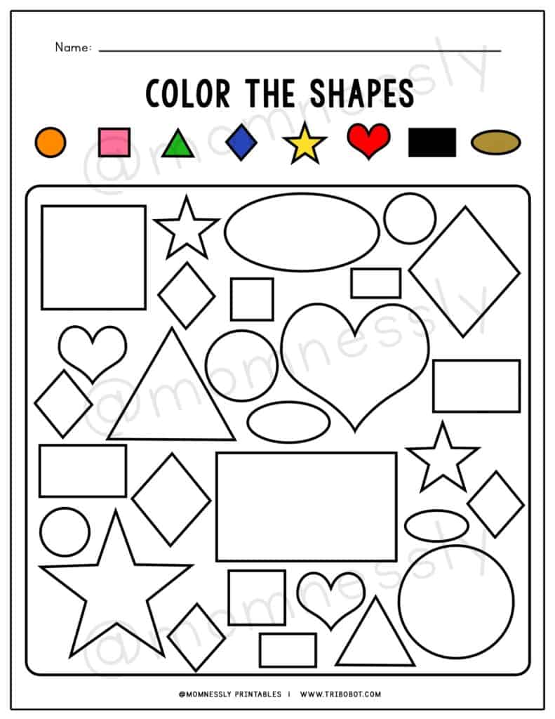 Shapes Activity Pages color the shapes