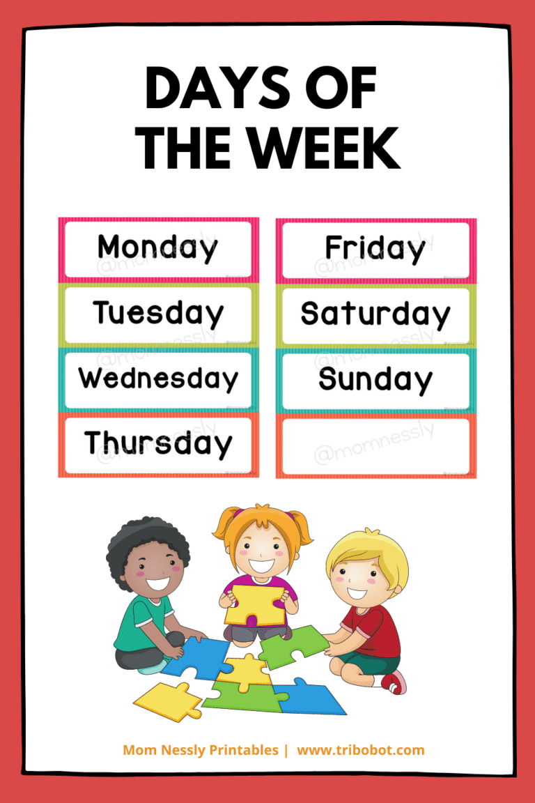 Free Printable Days of the Week - Tribobot x Mom Nessly