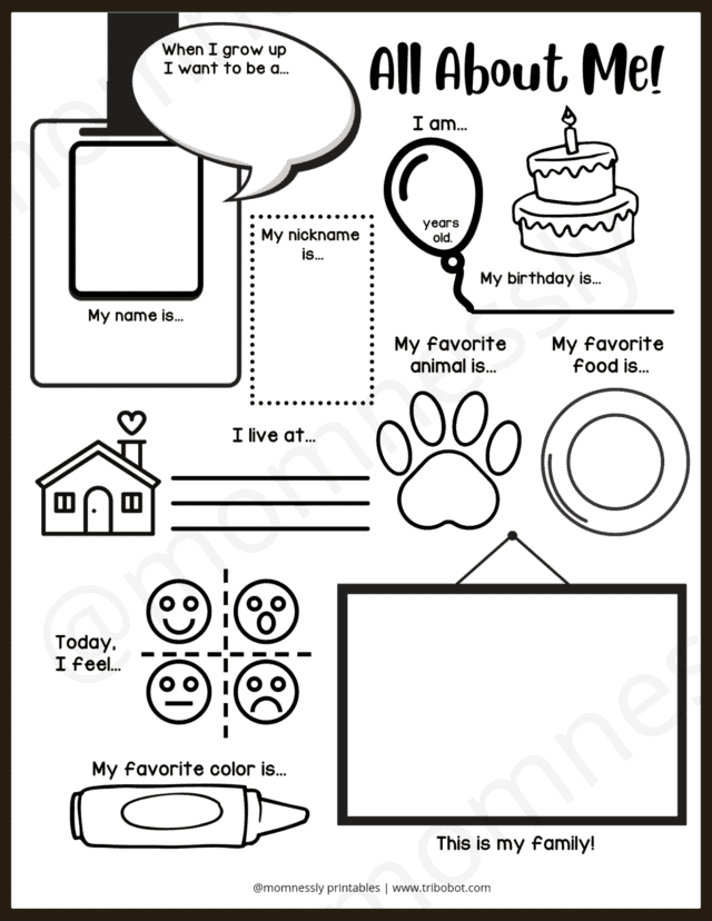 Free Printable: All About Me - Tribobot x Mom Nessly