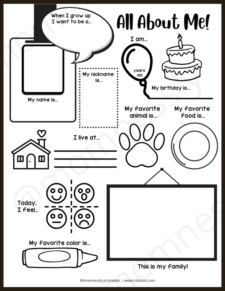 Free Printable: All About Me