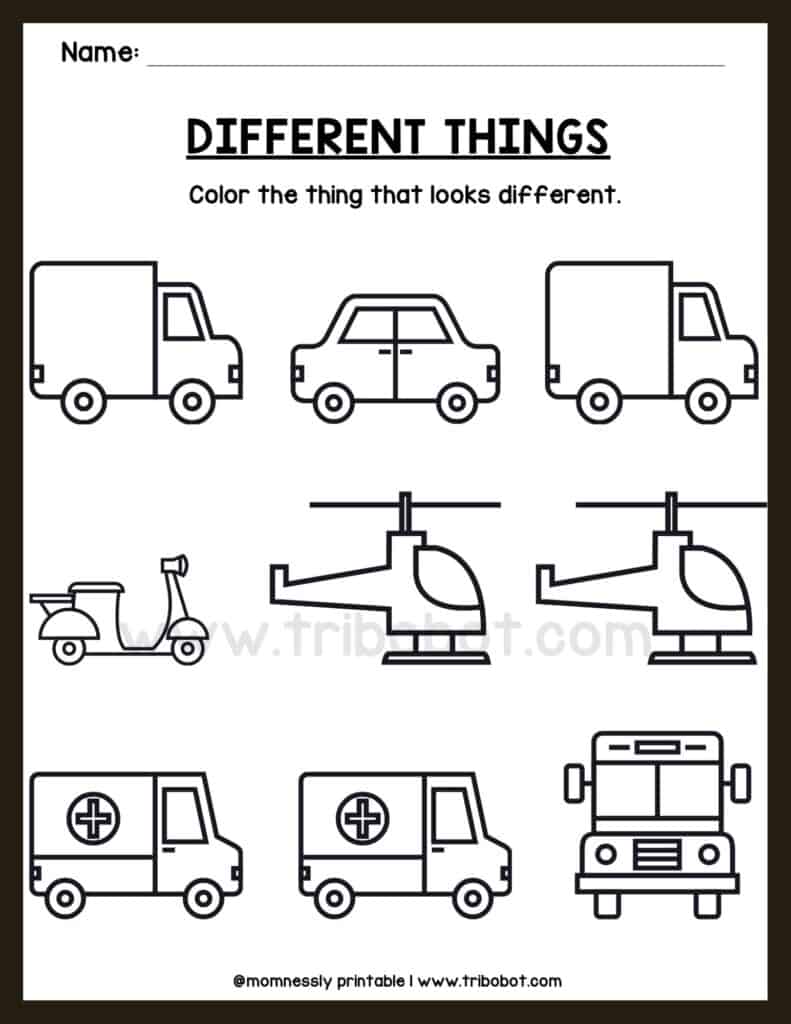 Free Printable: Same and Different Things Worksheets MomNessly