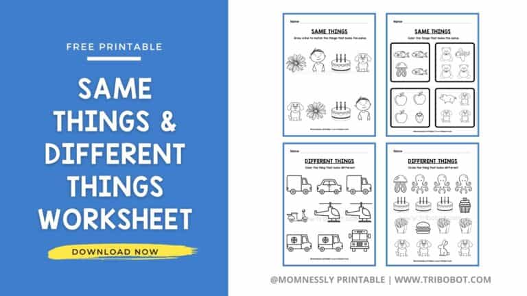 Free Printable: Same and Different Things Worksheets MomNessly