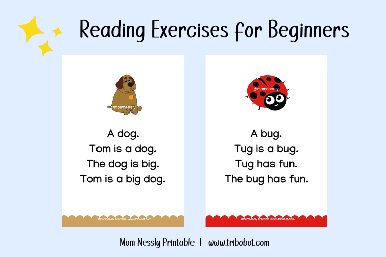 Reading Practice for Beginners from Mom Nessly Printable