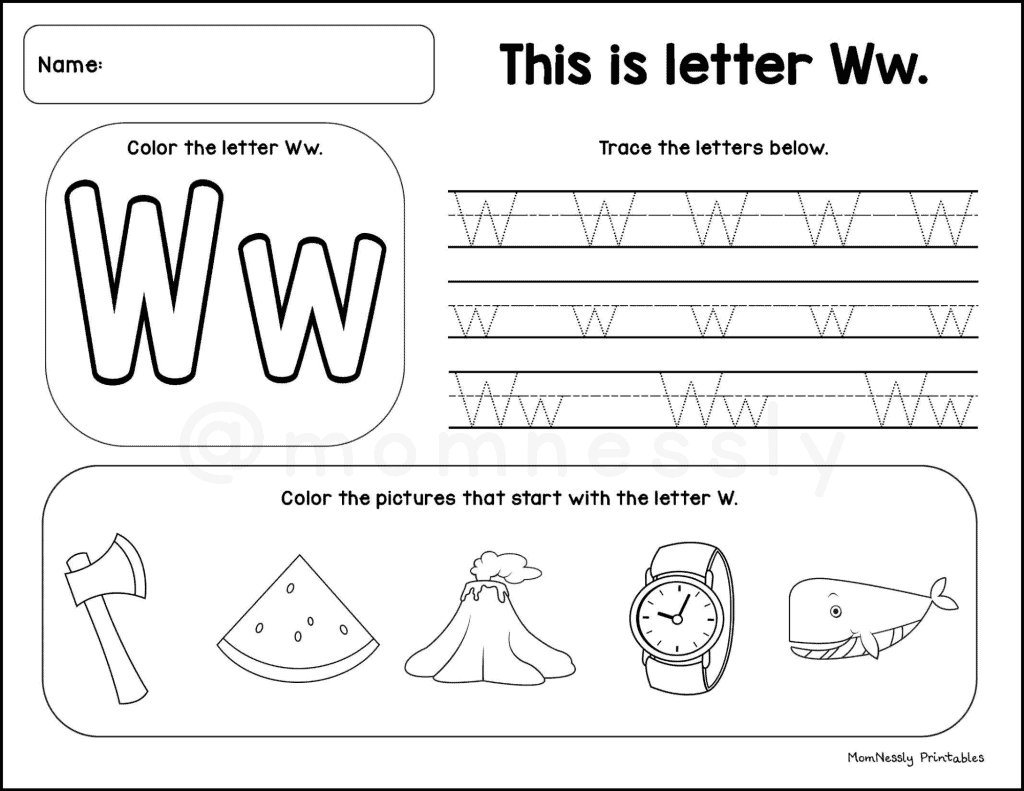 Free Alphabet Worksheets from www.tribobot.com letter w