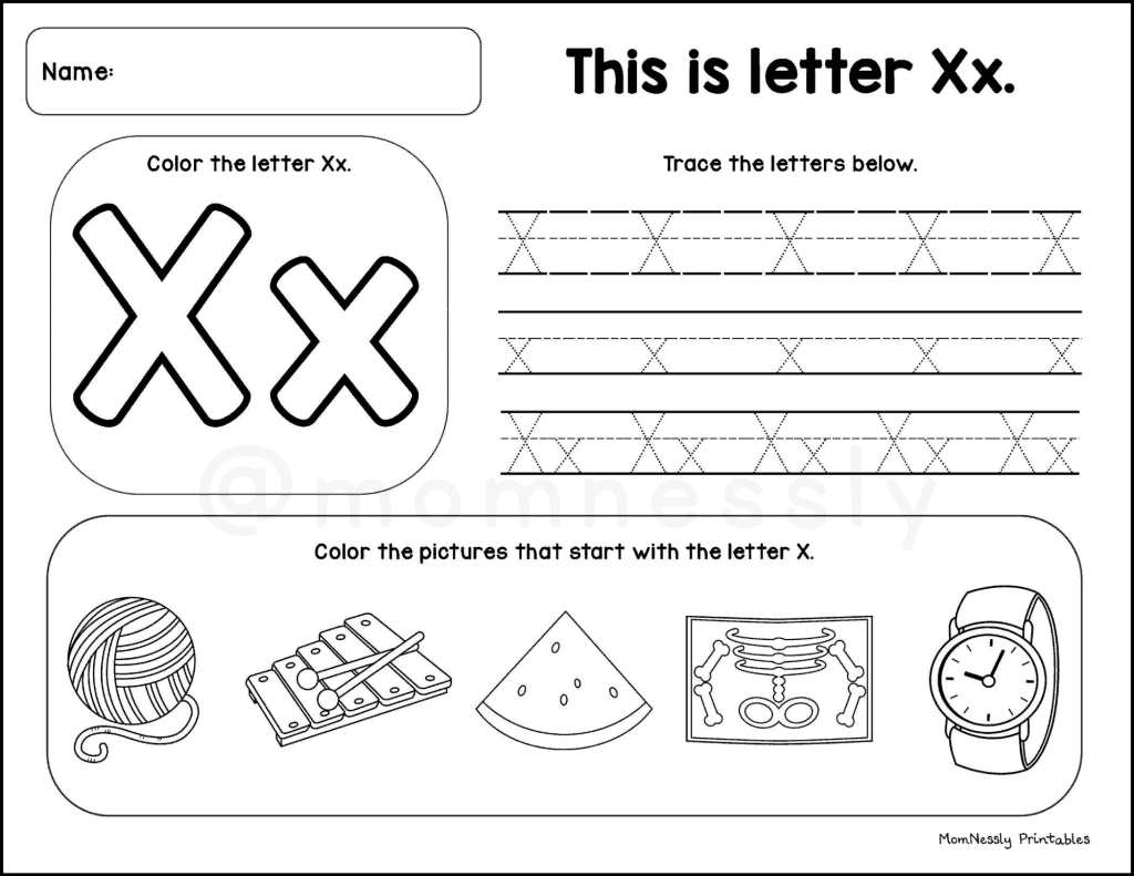 Free Alphabet Worksheets from www.tribobot.com letter x