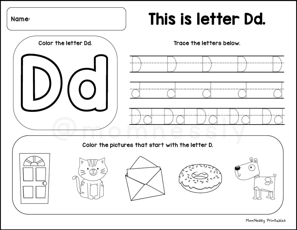 Free Alphabet Worksheets from www.tribobot.com letter D