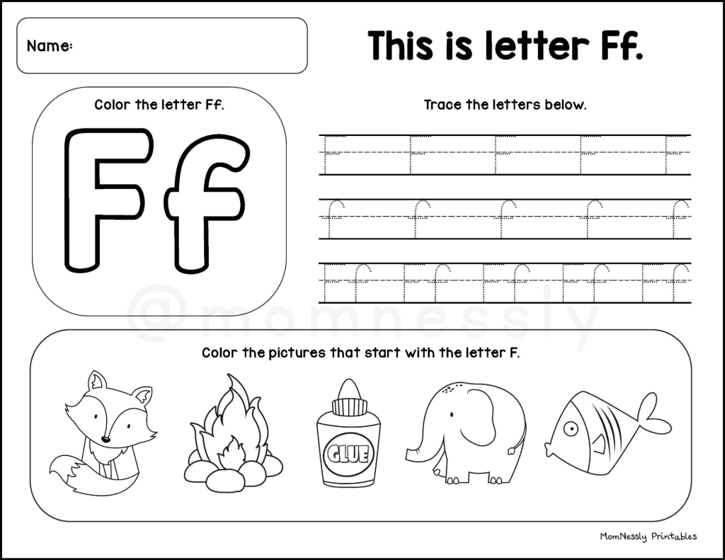 Free Alphabet Worksheets from www.tribobot.com letter F